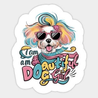 A vibrant and whimsical 4k vector illustration showcases a delightful Dog, adorned with sunglasses and exuding an infectious charm Sticker